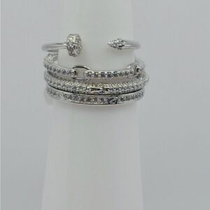 Bomb Party Delicate Nail Rings Rhodium Size 6 & 7